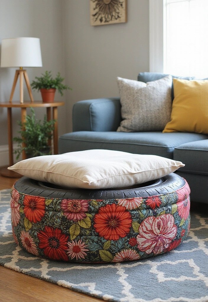 20 Upcycled Decor Ideas That Are So Stylish, You'll Want to Make Them All! - 10. Upcycled Tire Ottoman