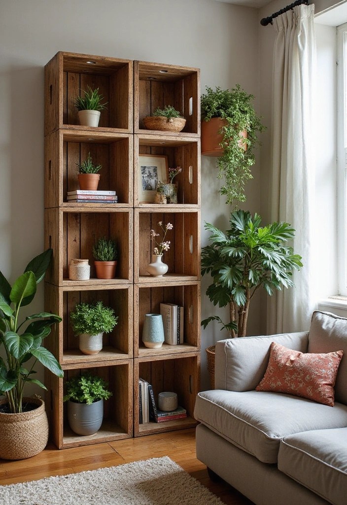 20 Upcycled Decor Ideas That Are So Stylish, You'll Want to Make Them All! - 12. Upcycled Crate Shelves