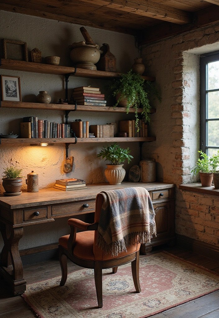 10 Cozy & Aesthetic Home Office Setups That’ll Make You Never Want to Leave! - 3. The Rustic Retreat