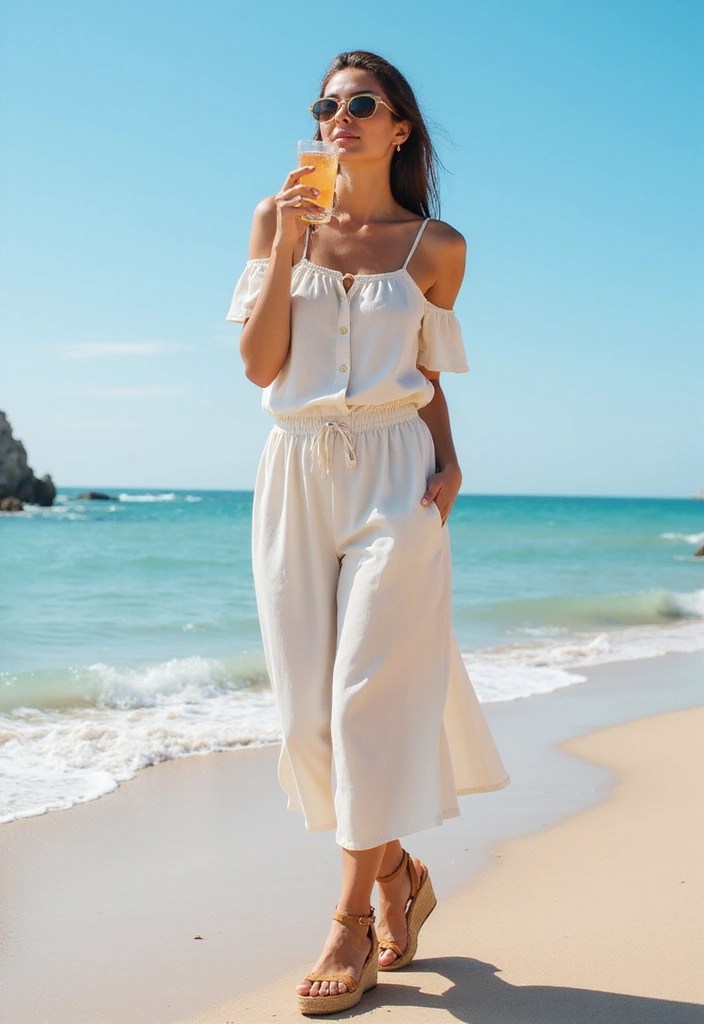 25 Casual Spring Outfits So Comfy You'll Want to Wear Them Everywhere! - 16. Off-the-Shoulder Top and Culottes