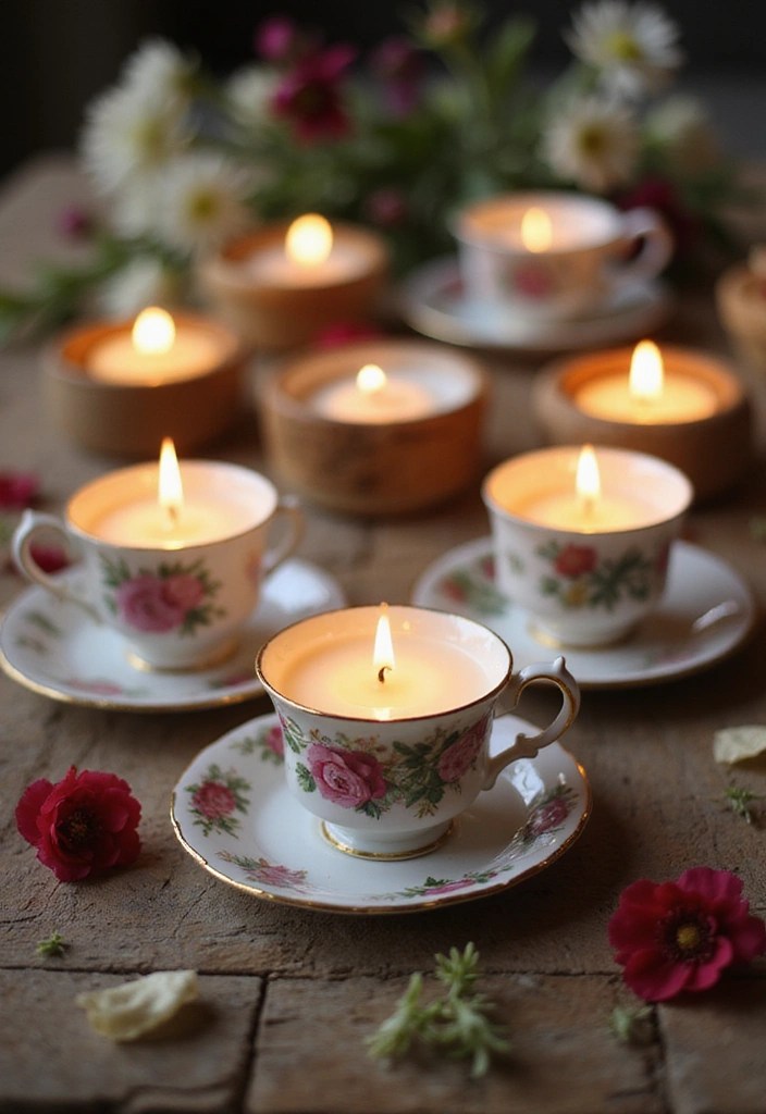 25 Rustic Cottagecore DIYs That Will Make Your Home Feel Like a Cozy Retreat! - 5. Vintage Teacup Candles