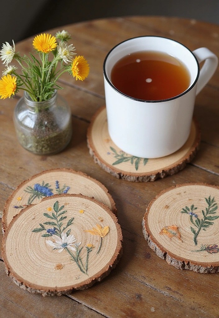 25 Rustic Cottagecore DIYs That Will Make Your Home Feel Like a Cozy Retreat! - 8. Handcrafted Coasters